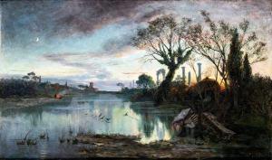 VARESE Gerelamo 1860-1935,Paesaggio fluviale con rovine,1891,Casa d'Aste Arcadia IT 2024-04-18
