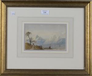 VARLEY Charles Smith,Lake Scene with Boats and Distant Mountains,Tooveys Auction 2019-06-19