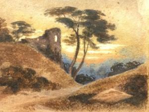 VARLEY Charles Smith 1811-1888,landscape with ruined building,1876,Jim Railton GB 2023-01-14