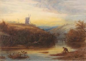 VARLEY Charles Smith 1811-1888,Landschaft mit Windmühle,1869,Von Zengen DE 2019-06-15