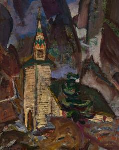 VARLEY Frederick Horsman 1881-1969,Church in a Canyon, BC,1929 - 1930,Heffel CA 2023-11-23