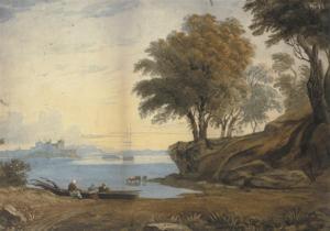 VARLEY John I 1778-1842,Figures and cattle in a coastal landscape, a castl,Christie's GB 2009-07-28
