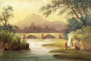 VARLEY John I 1778-1842,Figures on a riverbank with distant castle beyond,Halls GB 2010-06-30