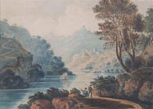 VARLEY John I 1778-1842,Mountainous river landscape with figures on a track,Mallams GB 2009-10-09