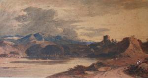 VARLEY John I 1778-1842,RUINED TOWER IN A LANDSCAPE,1840,Lawrences GB 2013-10-18