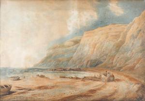 VARLEY William Fleetwood 1785-1858,Coastal scene with cliffs and fisherfolk,Rosebery's GB 2020-10-17
