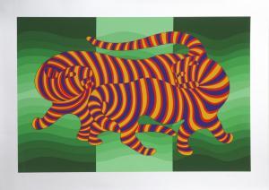 VASARHELY Viktor 1906-1997,Two Tigers on Green,1980,Ro Gallery US 2024-04-04