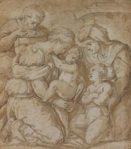 VASARI Giorgio 1511-1574,Sainte Famille avec sainte Elisabe,Artcurial | Briest - Poulain - F. Tajan 2010-03-24