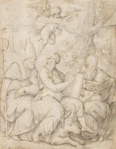 VASARI Giorgio 1511-1574,Saints Luke, Blaise and Dominic,Swann Galleries US 2021-11-03