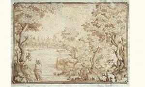VASELLI Jacobus 1700-1700,Paysan et vaches dans un paysage fluviale animé,Tajan FR 2004-03-17