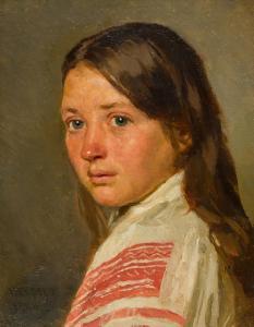 VASILIEVICH NEVREV Nikolai 1830-1904,Portrait of a Peasant Girl,1900,Sotheby's GB 2021-11-30