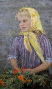 VASILIEVNA Saikina Alexandra 1925,Little Girl with Yellow Scarf,1969,John Nicholson GB 2019-03-27