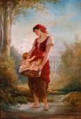 VASSEUR Juliette 1800-1900,Woman with Two Babies in Landscape,Litchfield US 2011-02-16