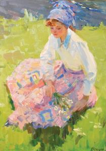 VASSINE Viktor,"Gathering Flowers", A Lady Sitting in a Field of ,1952,John Nicholson 2019-02-27