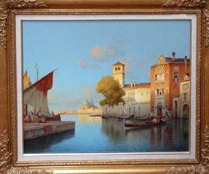 vatlin,A VENETIAN BACKWATER WITH A GONDOLA IN THE FOREGROUND,Anderson & Garland GB 2009-08-27