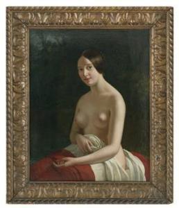 VAUDECHAMP Joseph Jean 1790-1866,Portrait of a Young Woman, Partially Drap,1844,New Orleans Auction 2021-06-05