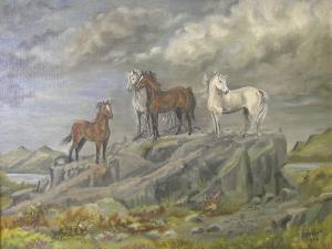 VAUGHAN D,Hill ponies on a rocky outcrop,1956,Andrew Smith and Son GB 2008-02-26