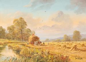 VAUGHAN DON 1916,The Harvest/a wheat field with corn stooks, cart,Simon Chorley Art & Antiques 2022-07-19