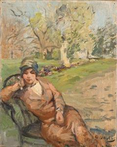 VAUTIER Otto 1863-1919,Femme assise dans le jardin,Conan-Auclair FR 2024-03-09