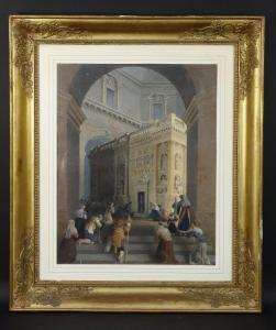 VAUZELLE Jean Lubin,Pèlerins devant la Sainte Maison de Lorette,1829,Auxerre Enchères 2022-11-13