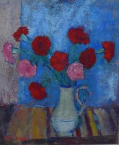 Vavilyna Elena 1900-1971,Red flowers in white vase,GoldArt RO 2017-10-26