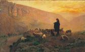 VAYSON Paul 1842-1911,paisaje de montaña con pastor y su rebaño al atardecer,Alcala ES 2005-11-30