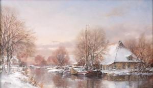 VEENSTRA Gert Jan 1957,A barge on a canal,Bellmans Fine Art Auctioneers GB 2018-06-27