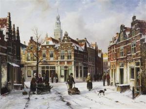 VEENSTRA Gert Jan 1957,Dutch street scene in winter,Gorringes GB 2016-05-17