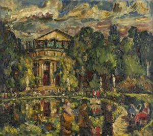 VEES Sepp 1908-1989,Opera house at pond in Stuttgart,Nagel DE 2021-06-09