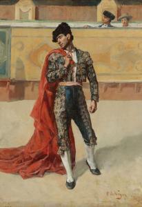 VEGA Y MUNOZ Pedro 1866-1882,Stierkämpfer/Torero in einer Arena,Kastern DE 2019-05-25