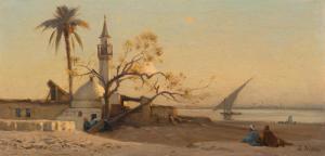 VEILLON Auguste Louis 1834-1890,A mosque by the water at dusk,Galerie Koller CH 2022-09-23
