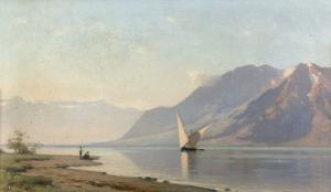 VEILLON Auguste Louis 1834-1890,Segelboot auf dem Genfersee.,Dobiaschofsky CH 2005-05-01