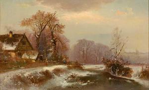 VEIT Hugo 1816-1893,Winterlandschaft mit malerischer Kate und Figurenstaffage,Zeller DE 2017-12-01
