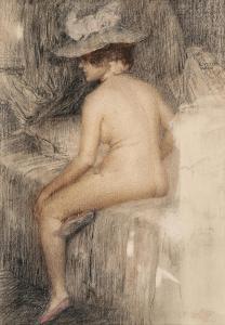 VEITH Eduard 1856-1925,Female nude seen from behind,1905,Palais Dorotheum AT 2024-03-28