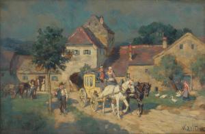 VELTEN Wilhelm 1847-1929,Kutsche vor Bauernhof,Beurret Bailly Widmer Auctions CH 2024-03-20