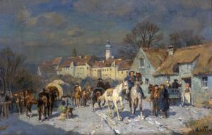 VELTEN Wilhelm 1847-1929,Pferdemarkt im Winter,Peter Karbstein DE 2023-03-04