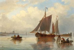 VELTENS Johan Diderik Corn 1814-1894,Boats on the water,Glerum NL 2007-04-23