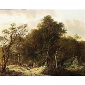VELTENS Johan Diderik Corn,travellers with their herd on a path in a forest,Sotheby's 2004-12-21