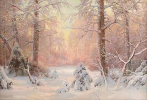 VELTZ Ivan Avgustovich 1866-1926,Sunset in a winter forest,1917,Bonhams GB 2019-11-27