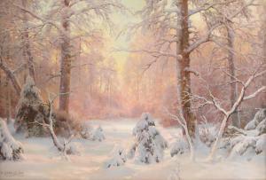 VELTZ Ivan Avgustovich 1866-1926,Sunset in a winter forest,1917,Bonhams GB 2018-11-28