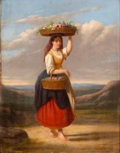 VENNEMAN Charles Karel F 1802-1875,Jeune femme aux paniers de fleurs,Millon & Associés FR 2021-06-20