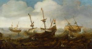 Cornelis Verbeeck - Ships On A Stormy Sea