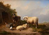 VERBOECKHOVEN Eugene Joseph 1799-1881,Chèvre, moutons et poules,1869,Horta BE 2018-03-26
