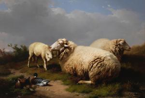 VERBOECKHOVEN Eugene Joseph 1799-1881,Sheep and ducks bears,1865,Bonhams GB 2024-03-13