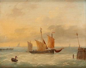 VERBOECKHOVEN Louis 1870,Barque de pêche franchissant le chenal,19th century,Horta BE 2020-02-17