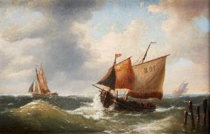 VERBOECKHOVEN Louis 1870,Bateaux de pêche fuyant l\’orage.,Horta BE 2020-02-17