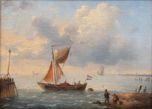 VERBOECKHOVEN Louis I 1802-1884,Marina con personaggi e navi dalla costa,Sesart's IT 2023-04-27