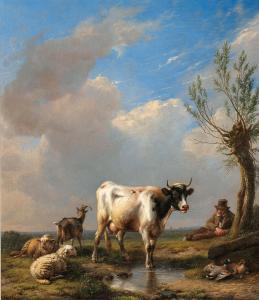 VERBOEKHOVEN EUGENE 1799-1881,Grazing Cattle in a Vast Landscape,1844,Palais Dorotheum AT 2021-11-09