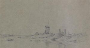 VERBOEKHOVEN EUGENE 1799-1881,Windmill beside an estuary,Gorringes GB 2011-02-09