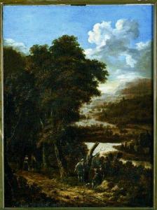 VERBOOM Willem Hendricksz 1640-1718,AN EXTENSIVE HEAVILY WOODED RIVER LANDSCAPE WITH ,William Doyle 2005-10-26